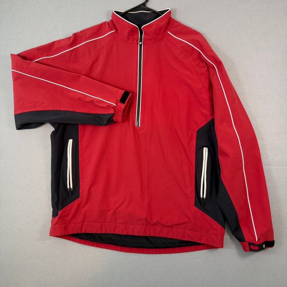 FootJoy DryJoys Tour Collection Jacket Mens L Red 1/2 Zip Pullover Golf Pullover